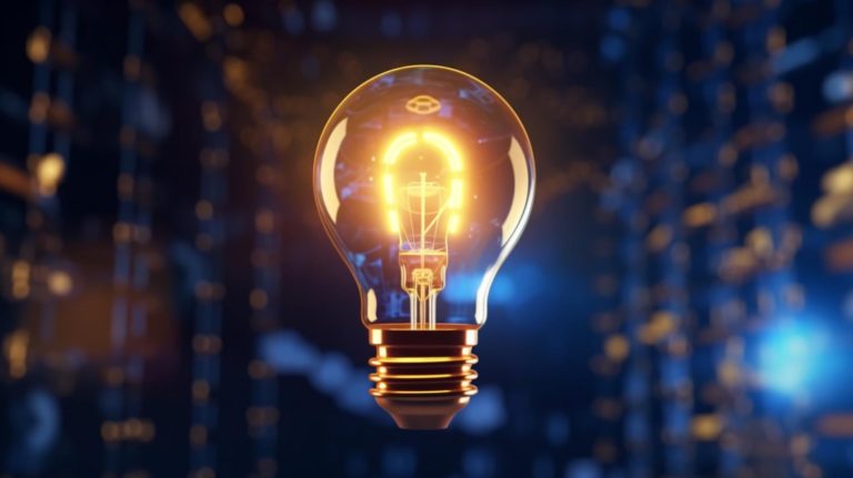 Bright light bulb that lit up suggesting an idea.