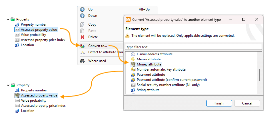 Convert attribute type